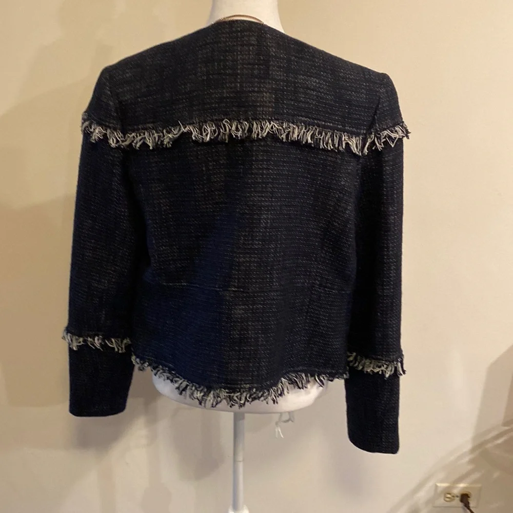 Banana Republic navy blue and white jacket/blazer with raw hem size 12
